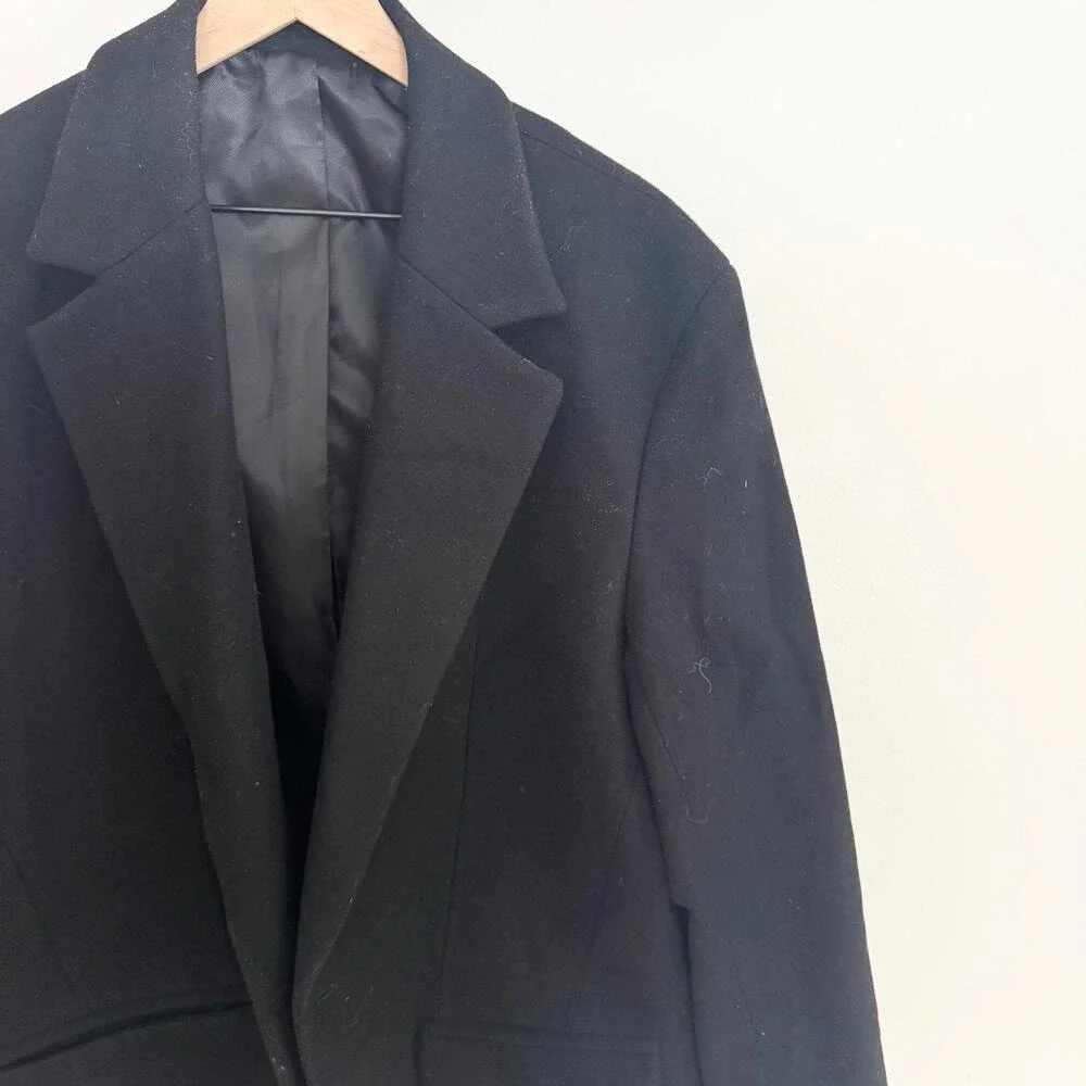 Zara Men Black Wool Blend Blazer Jacket Size US 40‎ EUR 50